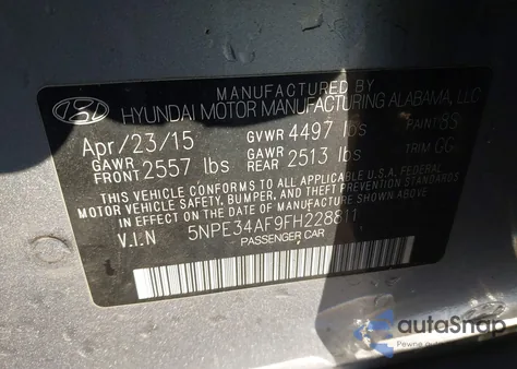 2015 Hyundai Sonata Limited from USA, damaged, VIN 5NPE34AF9FH228811